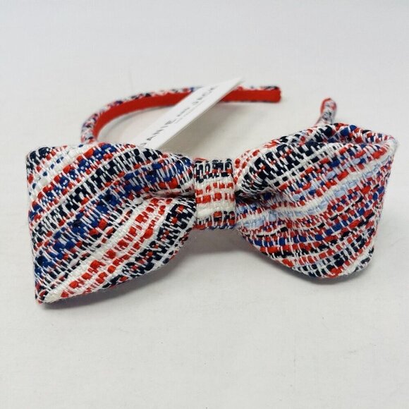 Janie and Jack Baby/Toddler Girls OS Tweed Headband with Bow Red/White/Blue - Picture 2 of 6